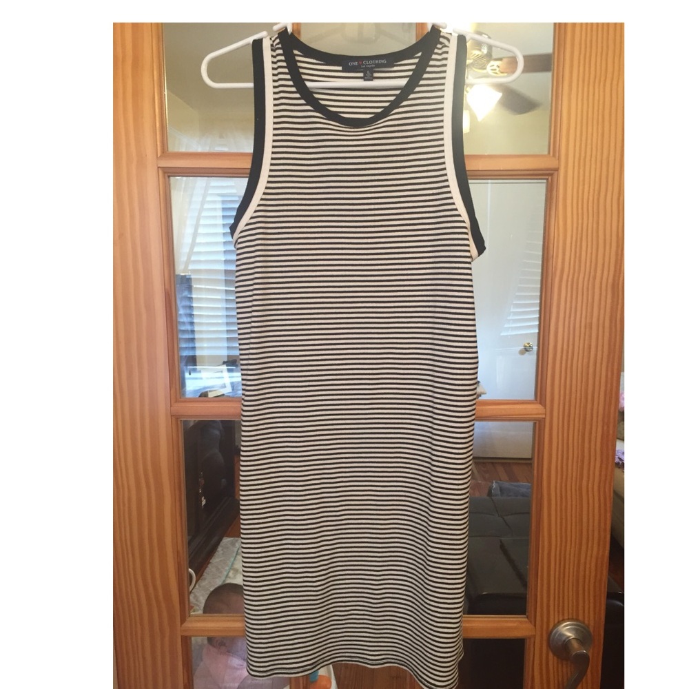 Cotton black and white striped dress